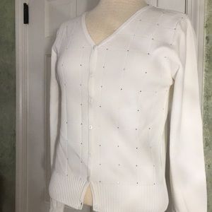 Belldini white cardigan with rhinestones M